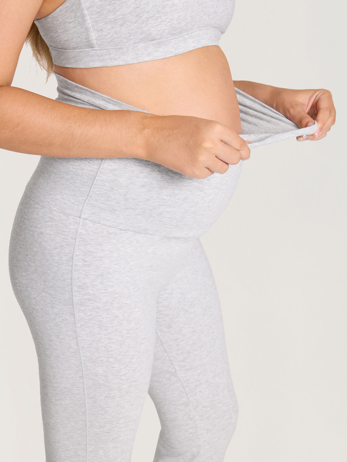 Cotton Foldover Maternity Flare Pants 30.5" Cloud Grey