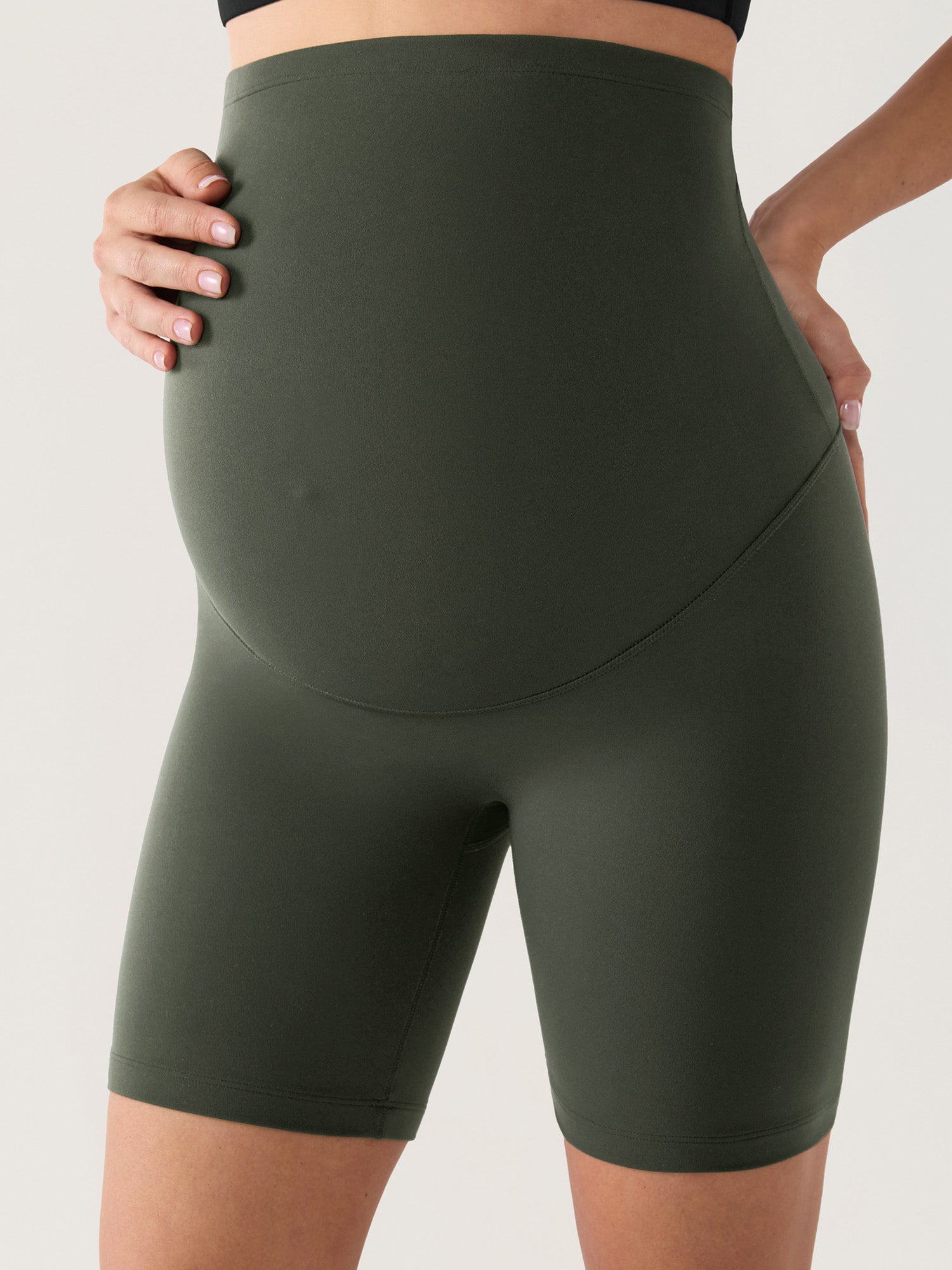 Natrelax® No Front Seam Maternity Shorts 6" Aspen Olive