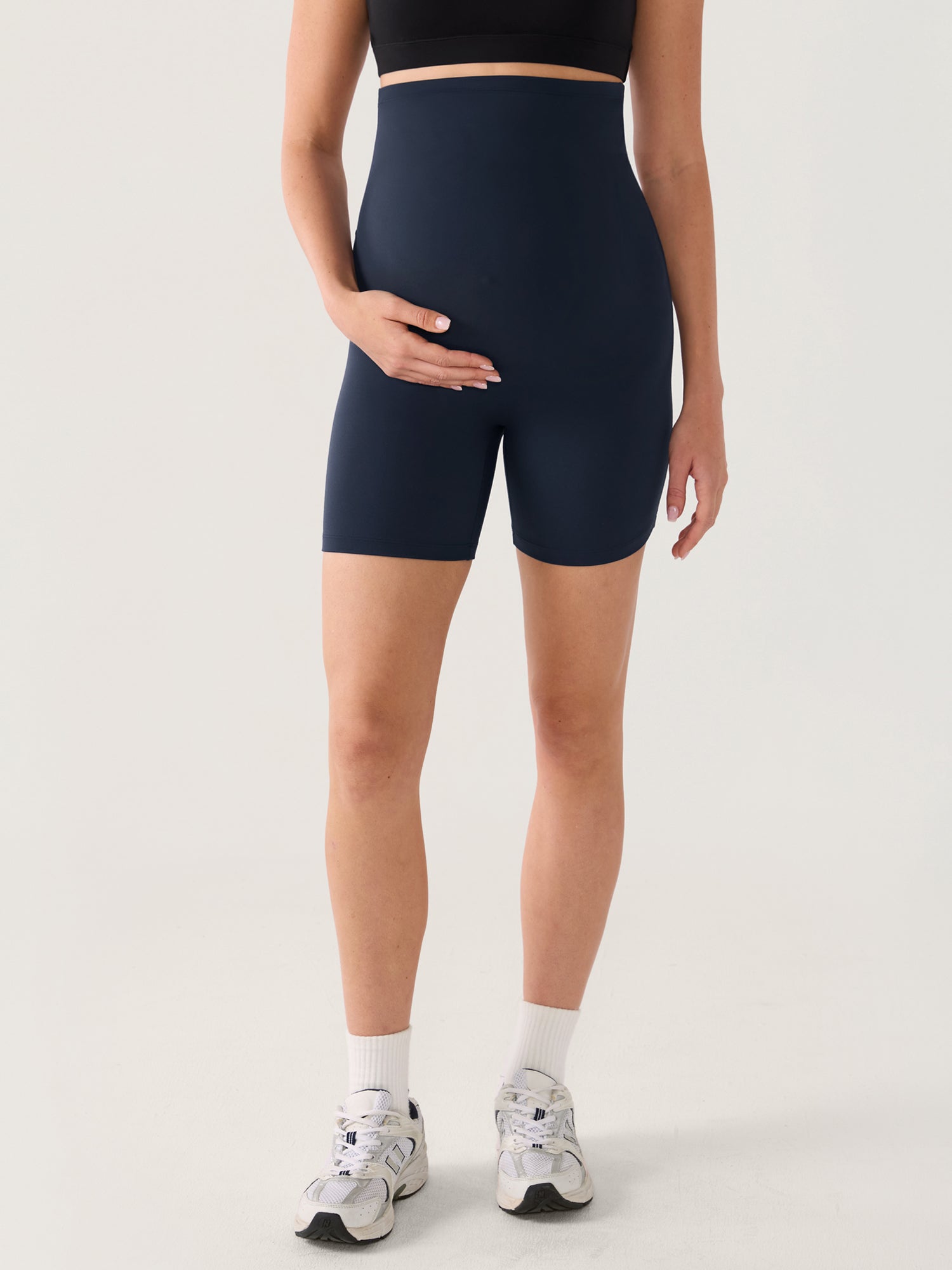 Natrelax® Seamless-Front Maternity Shorts 6" Twilight Blue
