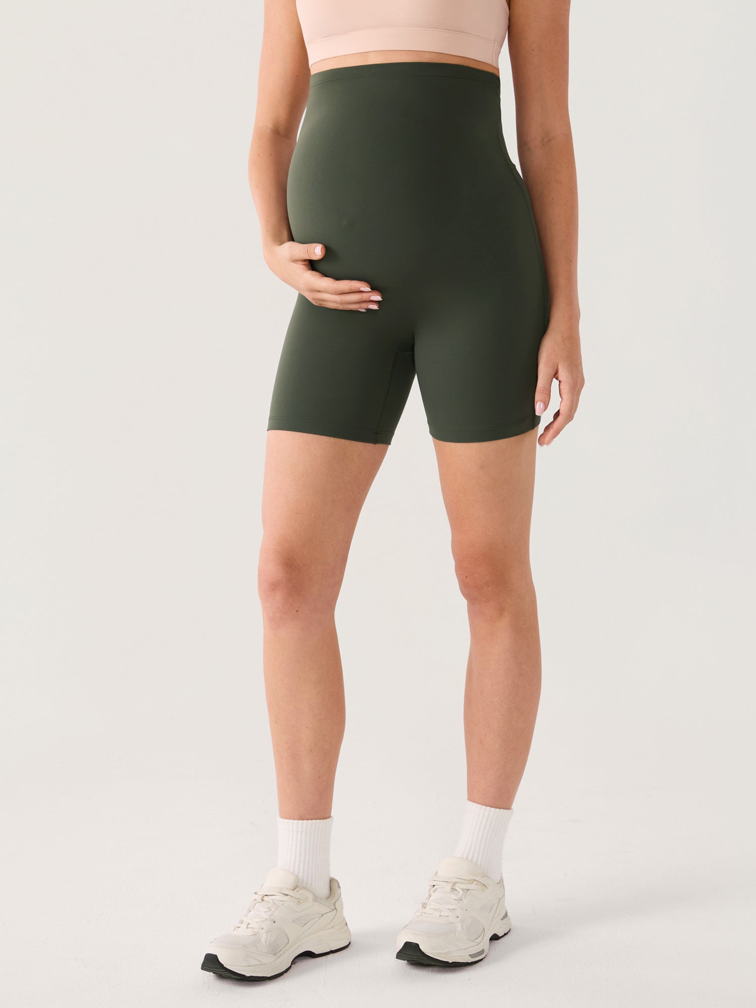Natrelax® Seamless-Front Maternity Shorts 6" Aspen Olive
