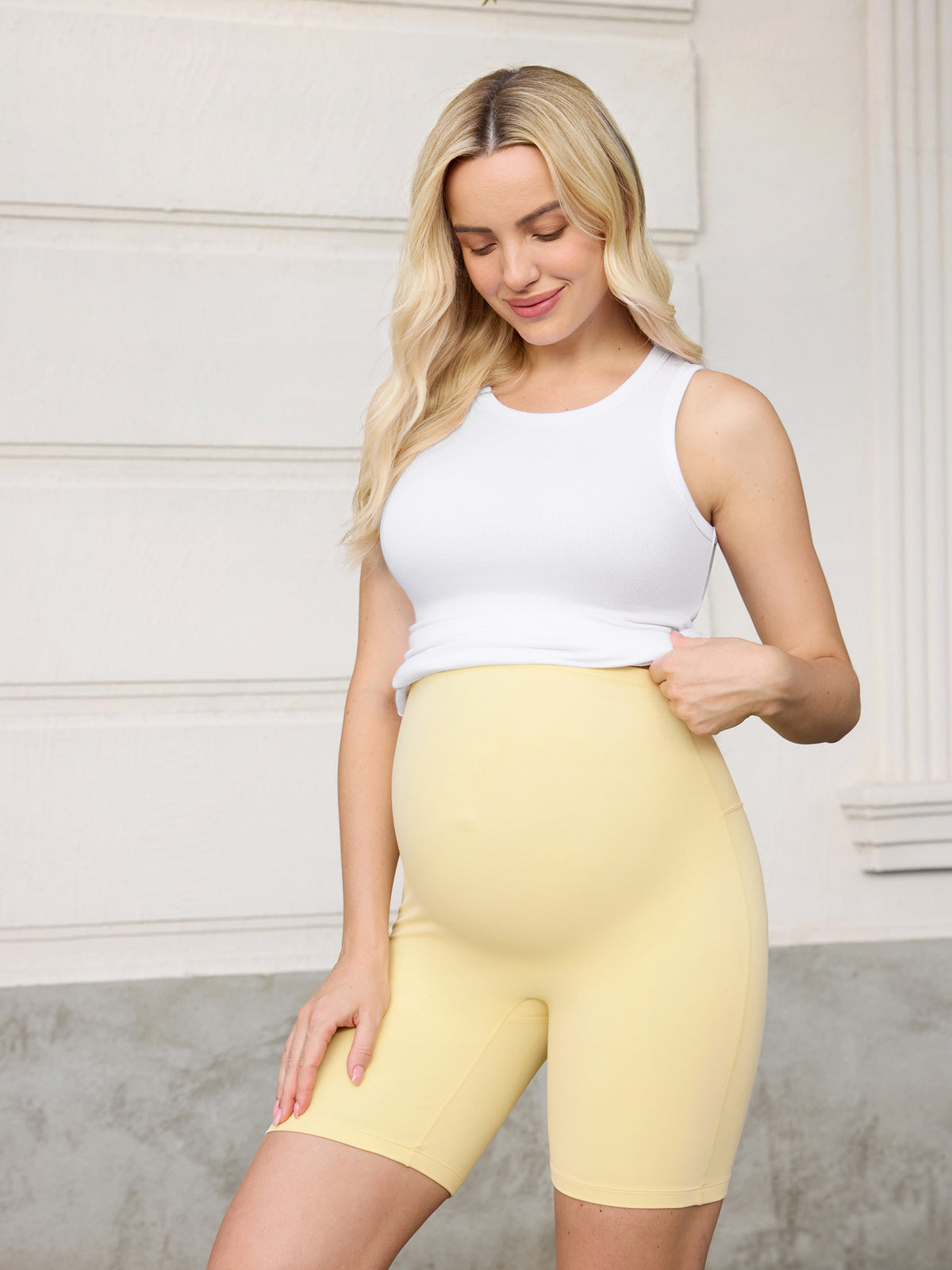 Natrelax® Seamless-Front Maternity Shorts 6" Butter
