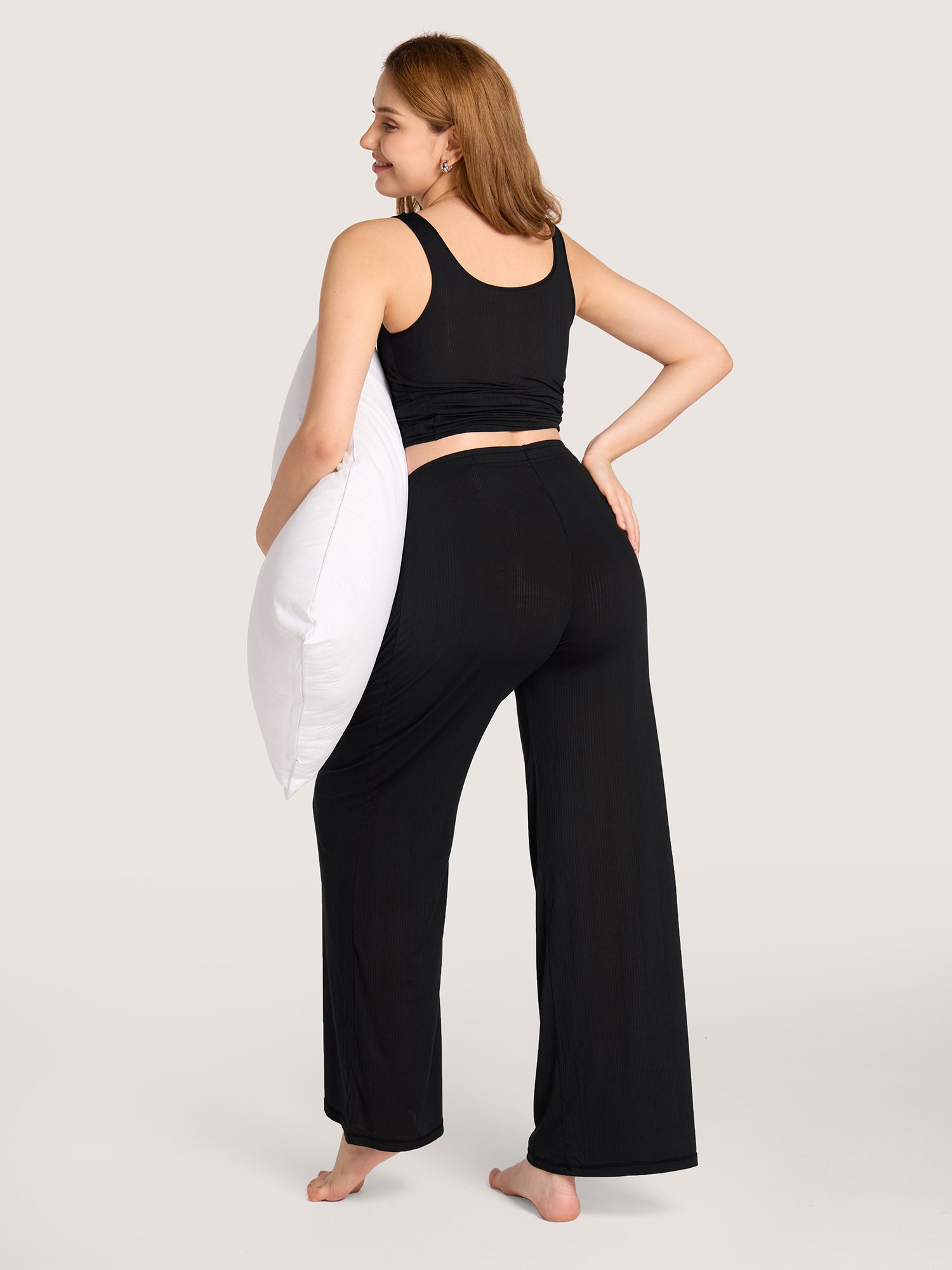 Naturveil Modal Ribbed Maternity Lounge Pants Black