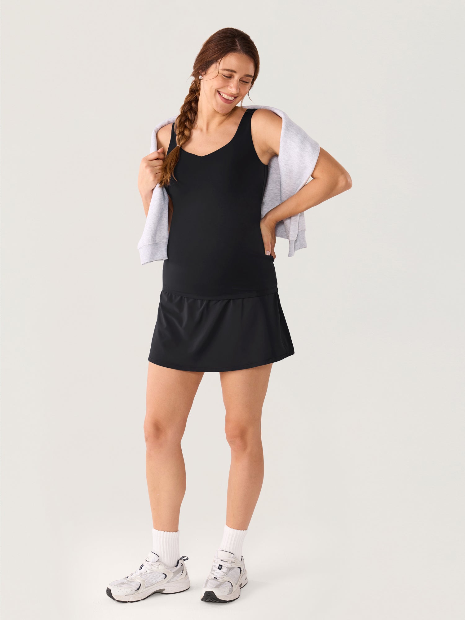 High Waisted A Line Maternity Tennis Skirts Black