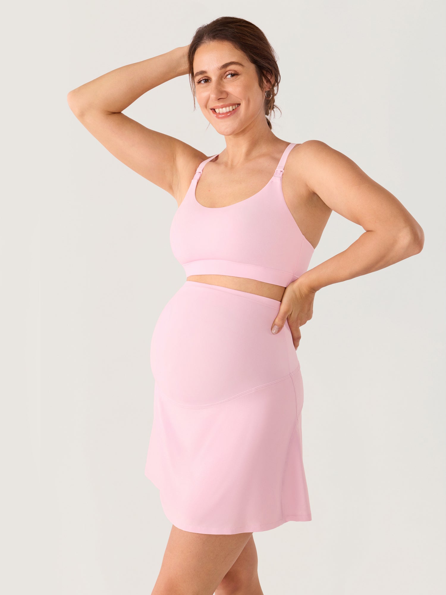 High Waisted A Line Maternity Tennis Skirts Sweet Pink