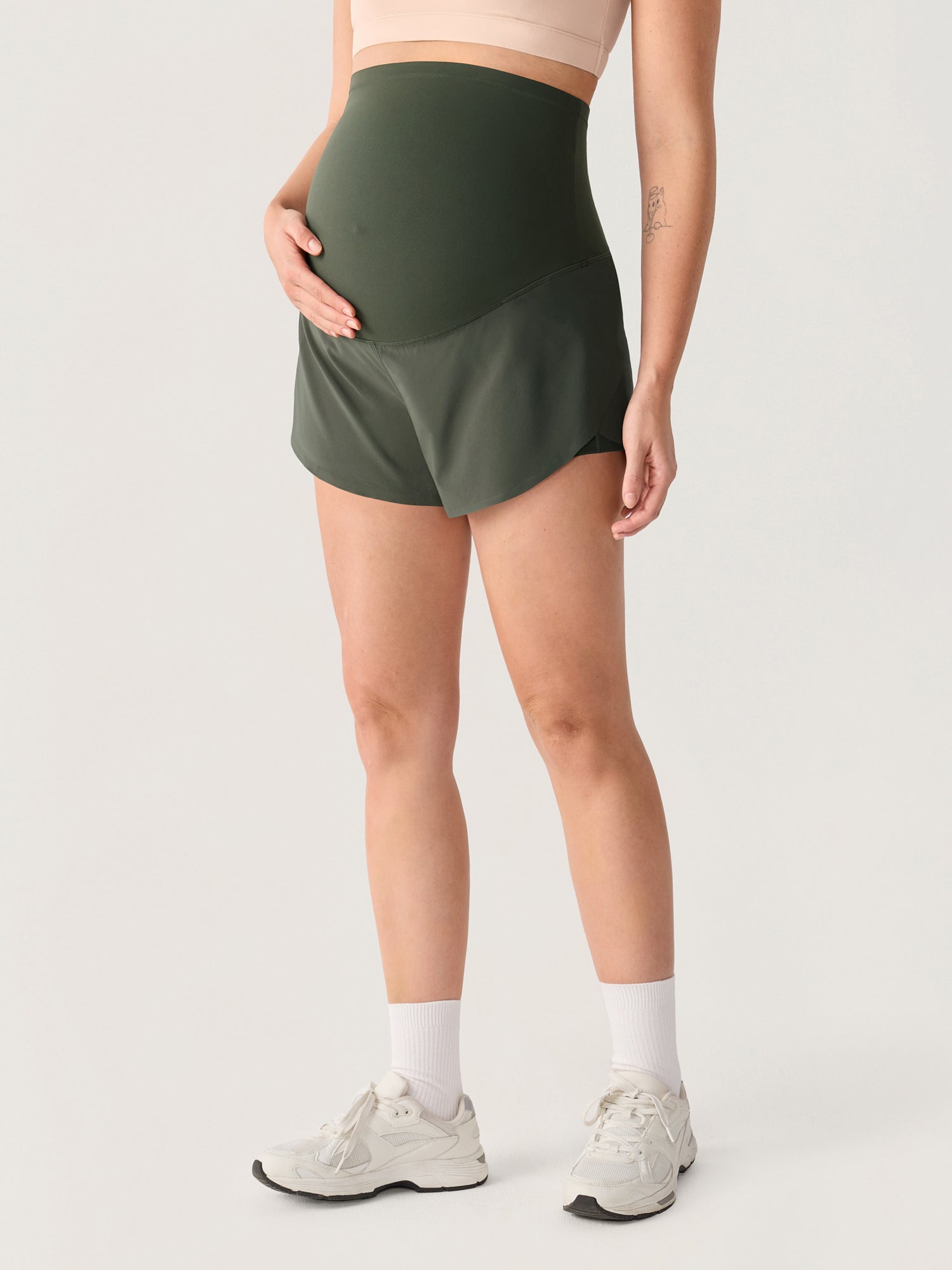 Bloomove™ Maternity Dolphin Shorts - with Inner Pockets Aspen Olive