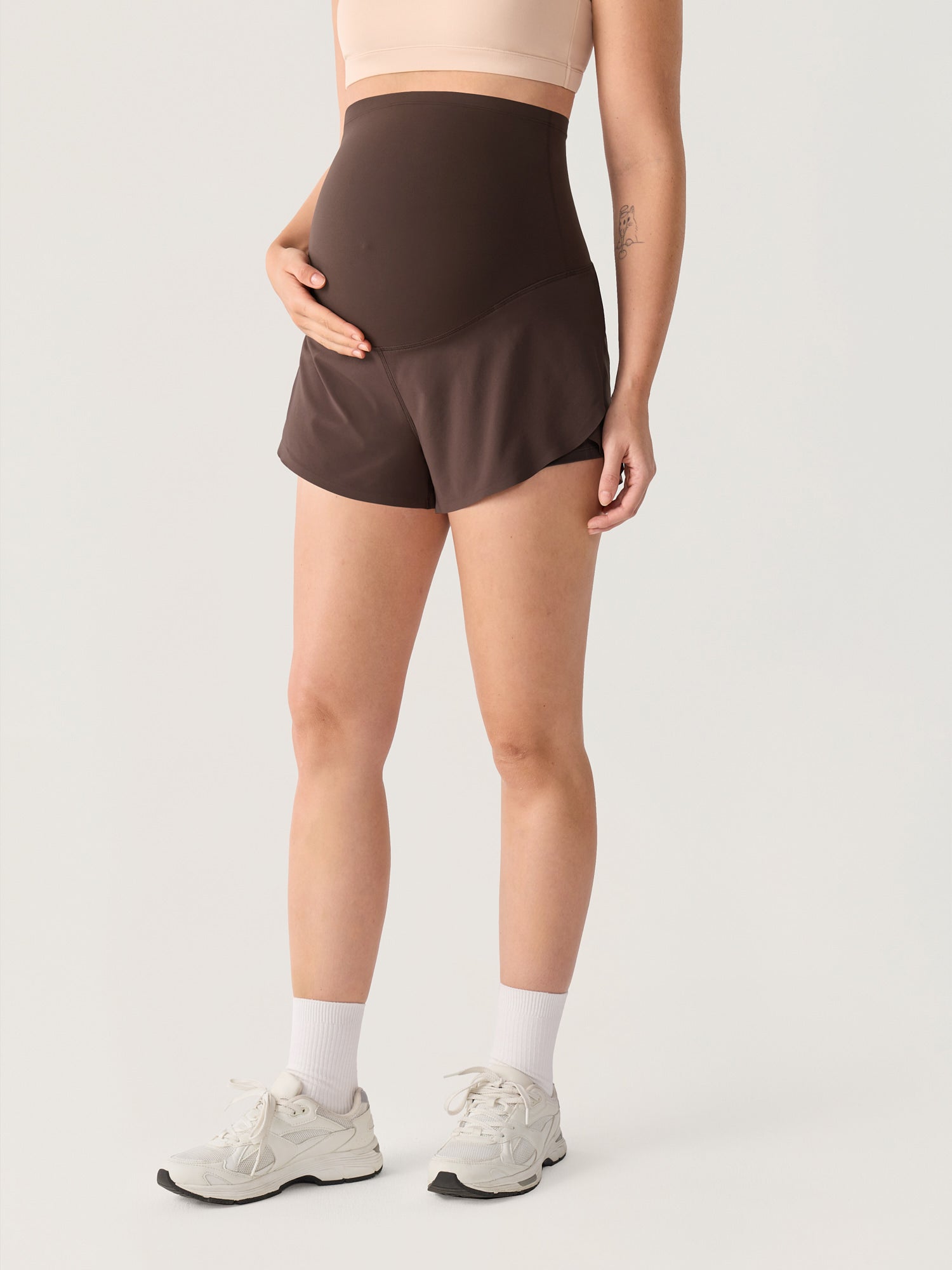 Bloomove™ Maternity Dolphin Shorts - with Inner Pockets Clay Brown
