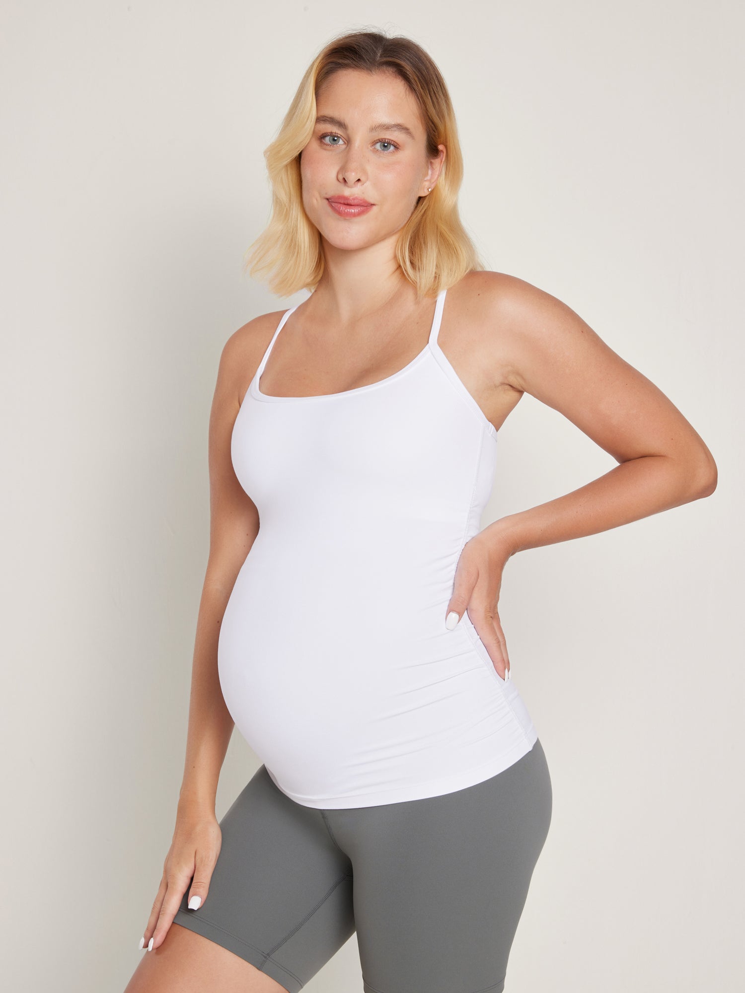 Natrelax® Y Back Maternity Tank - Ruched Sides White