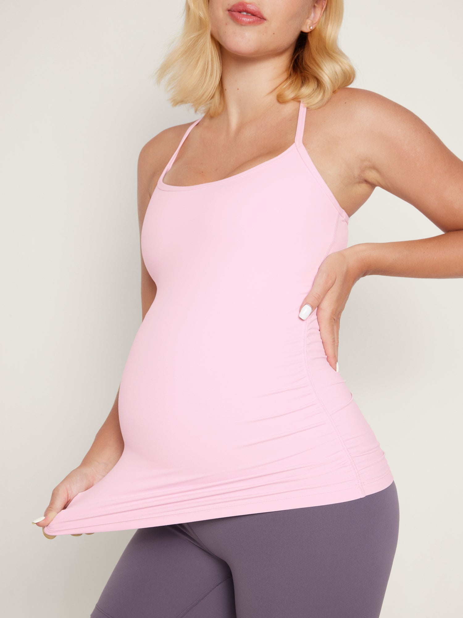 Natrelax® Y Back Maternity Tank - Ruched Sides Pink Peony