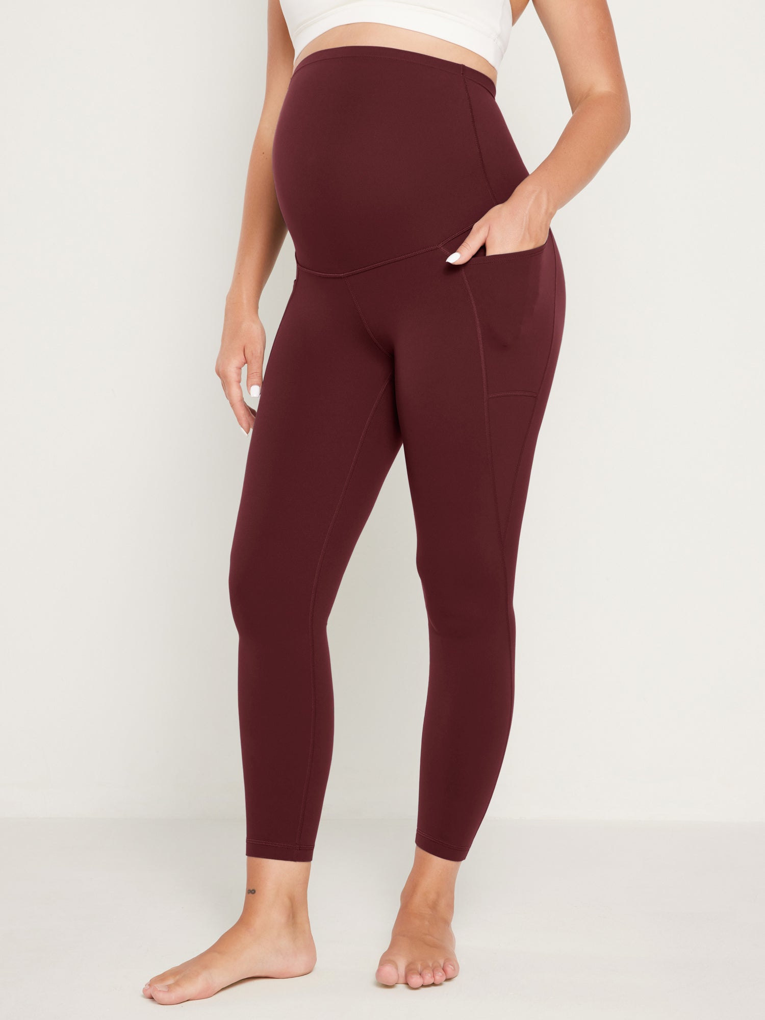 Natrelax® Maternity Leggings 25" - With Pockets Red Merlot