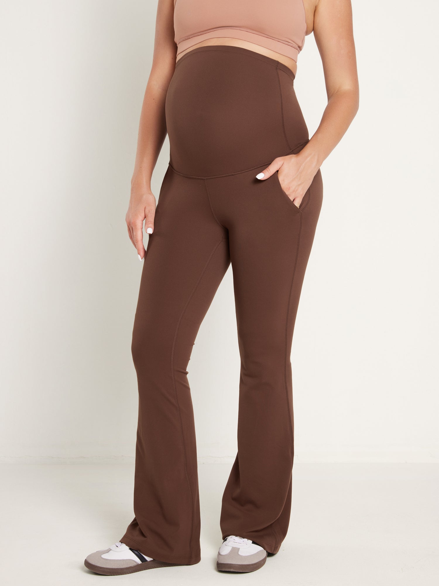 Natrelax® Maternity Flare Leggings 31" - With Pockets Coffee Brown