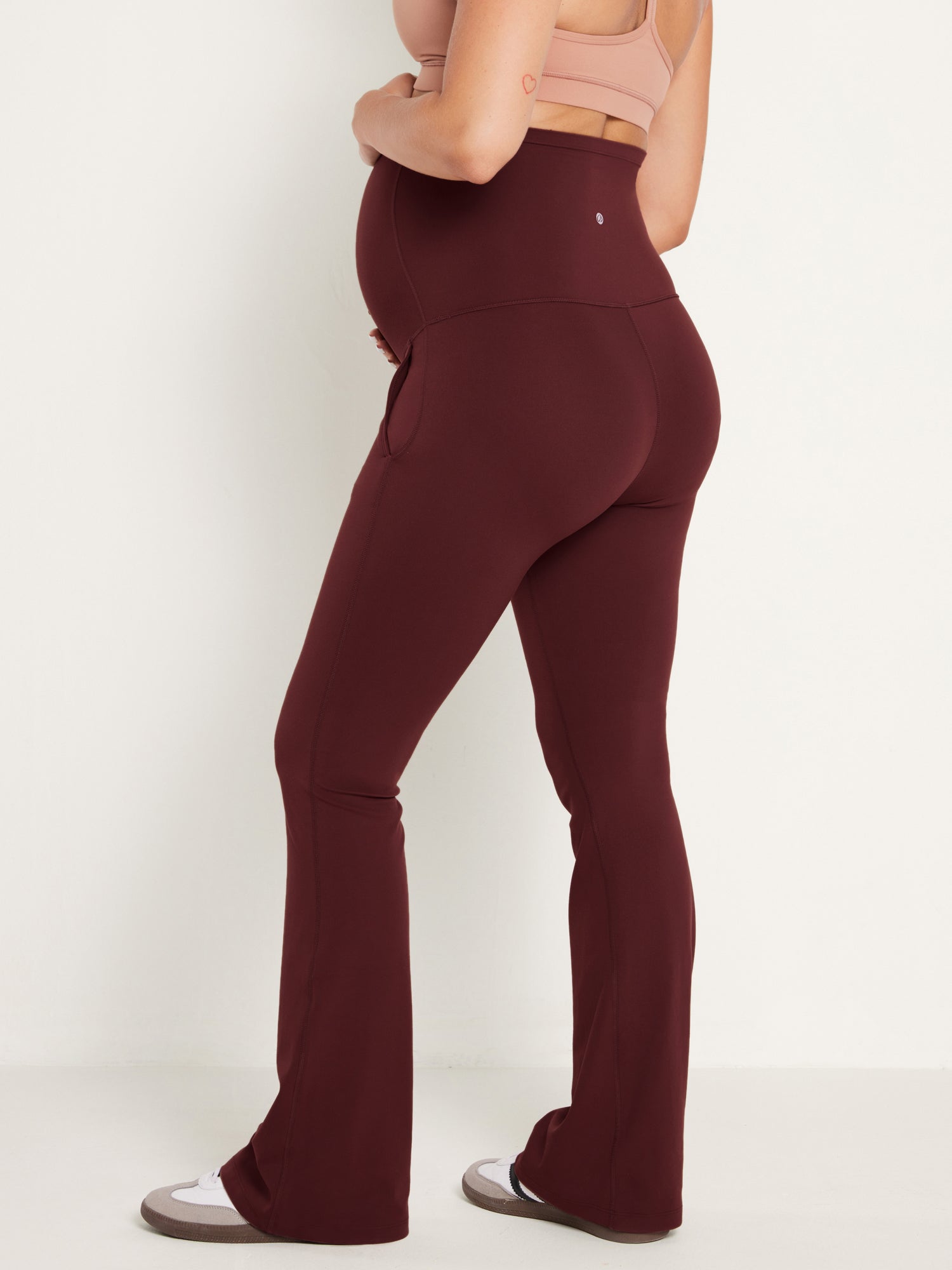 Natrelax® Maternity Flare Leggings 31" - With Pockets Red Merlot