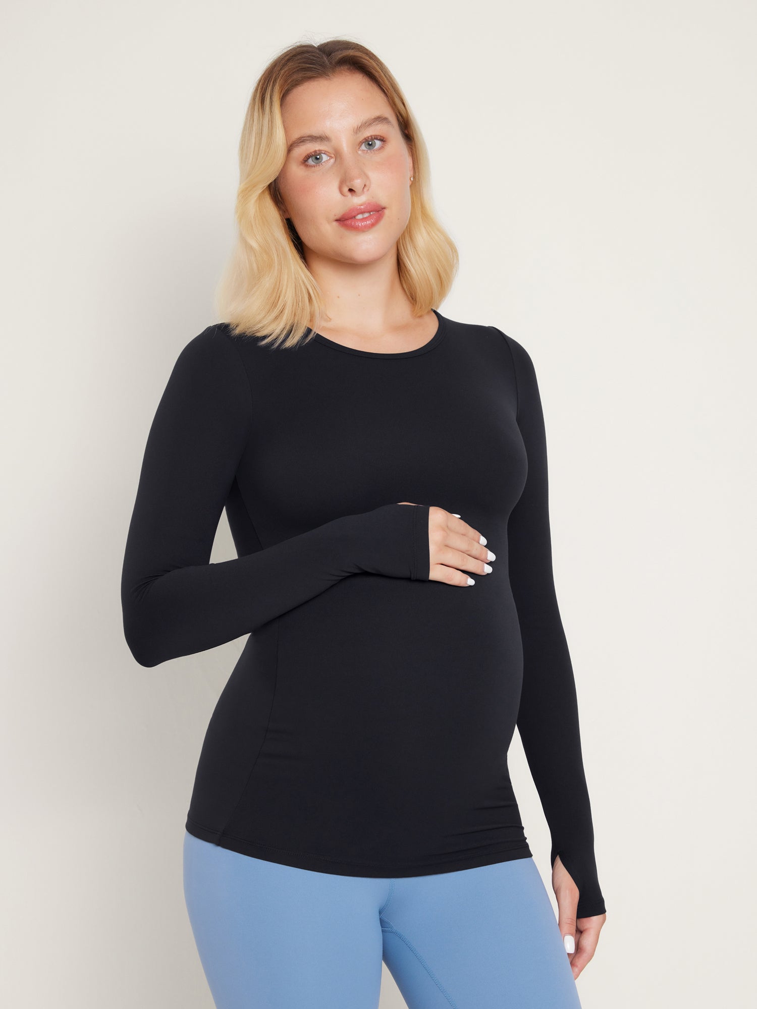 Natrelax® Long Sleeve Maternity Crewneck T-Shirts Black