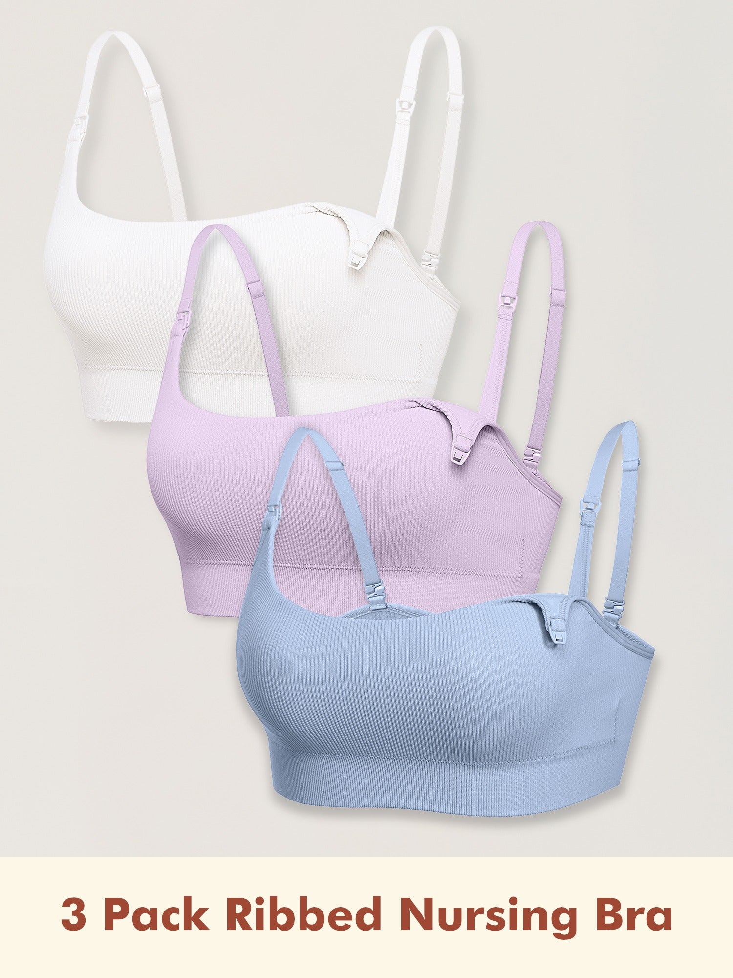 3 Pack Ribbed Nursing Bralette - 1