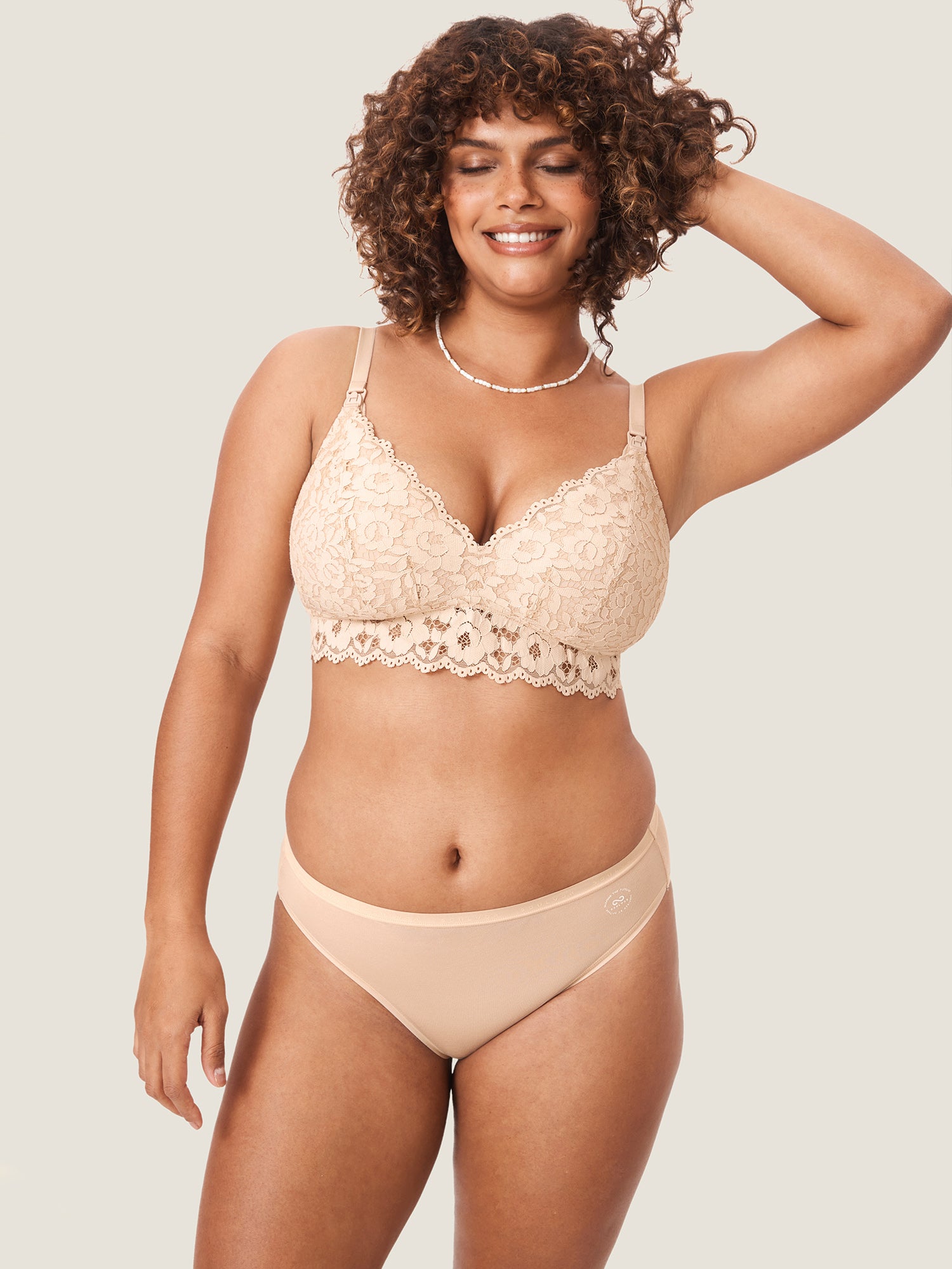 More Support Lace Nursing Bralette Beige