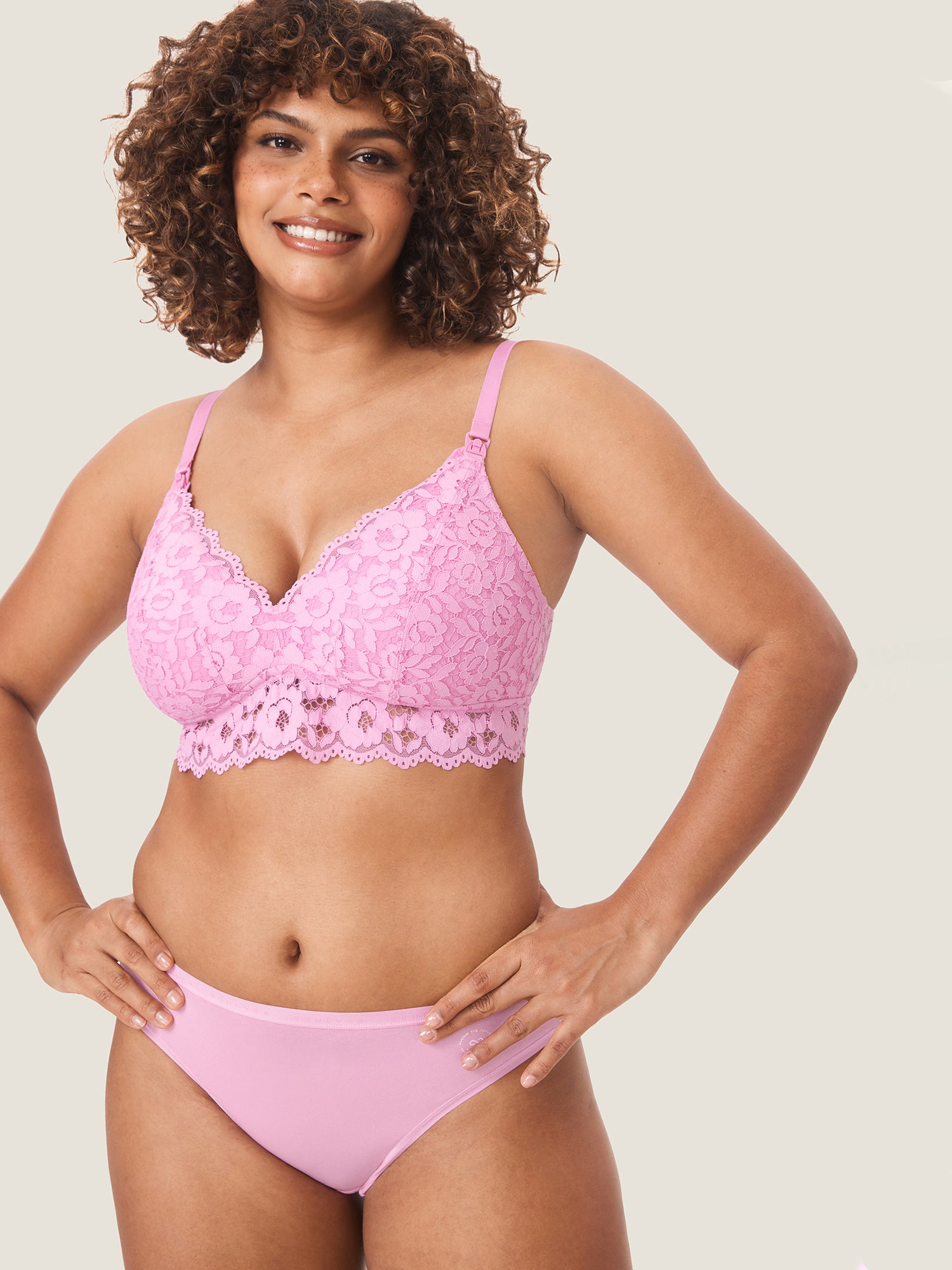 More Support Lace Nursing Bralette Candy Pink