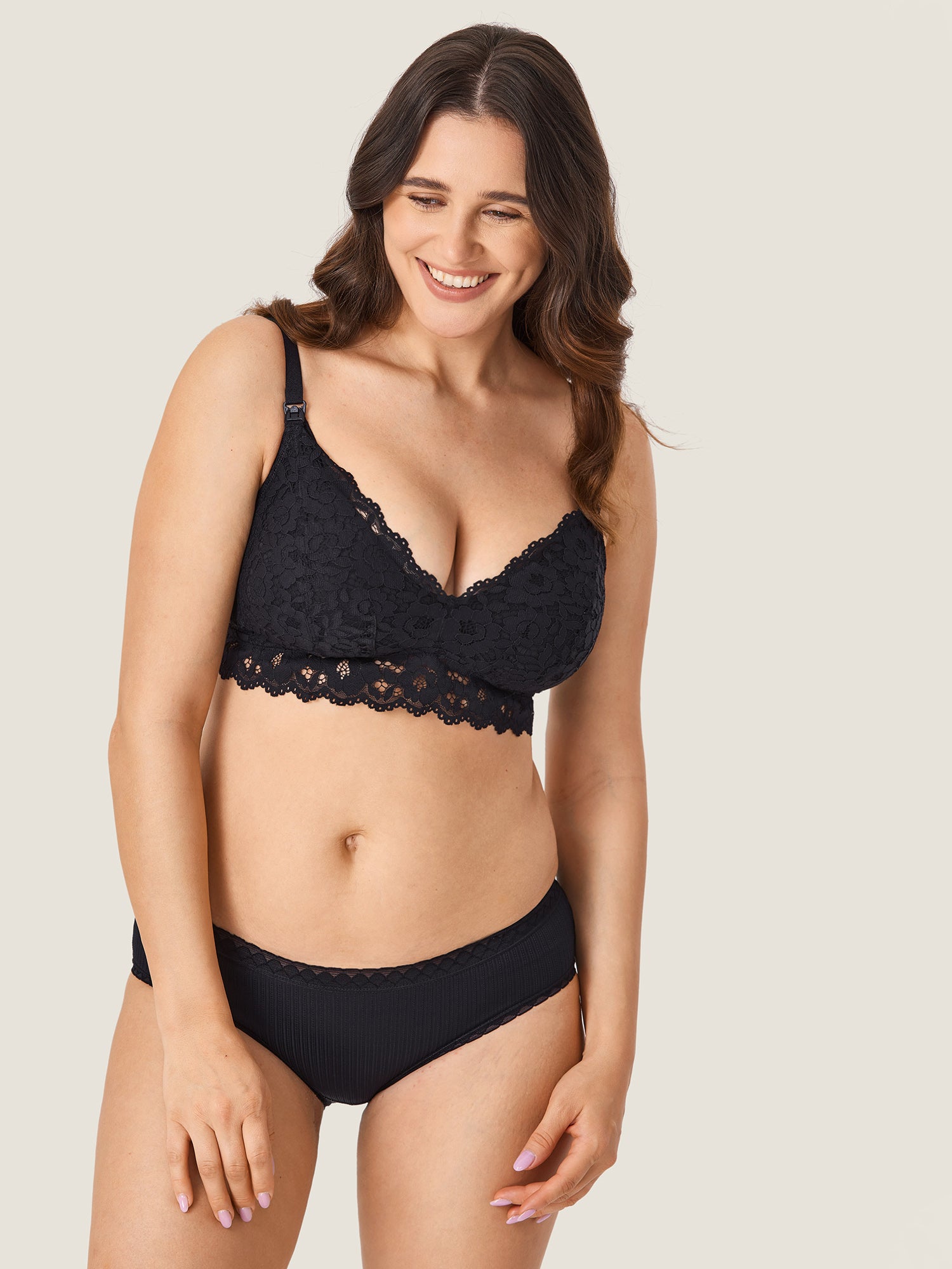 More Support Lace Nursing Bralette Black