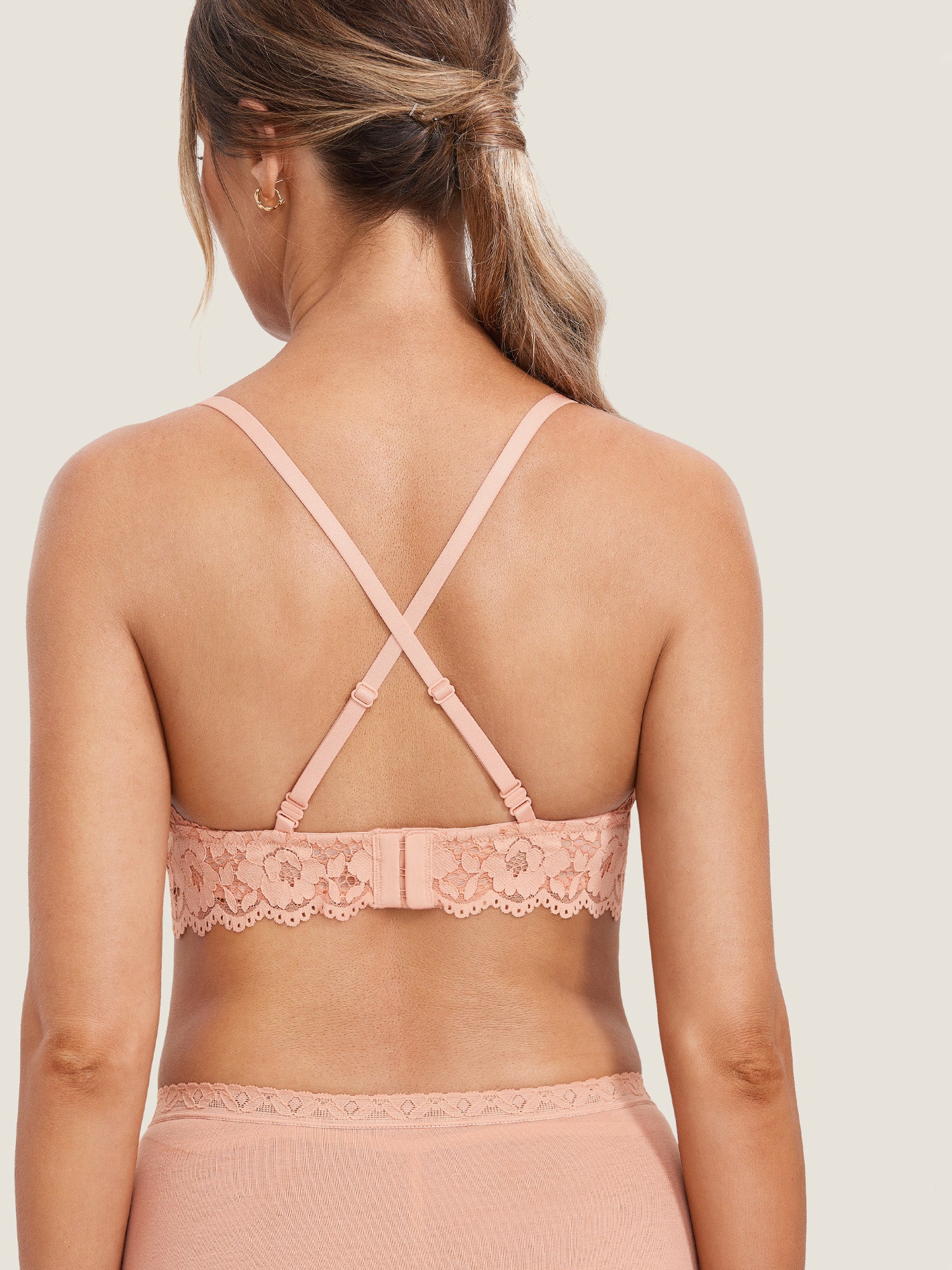 More Coverage Lace Plunge Nursing Bralette Grapefruit Orange