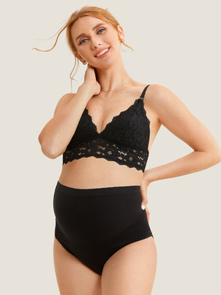 Seamless High Waist Pregnancy Panties Black