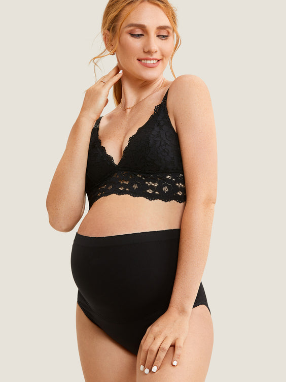 Seamless High Waist Pregnancy Panties Black