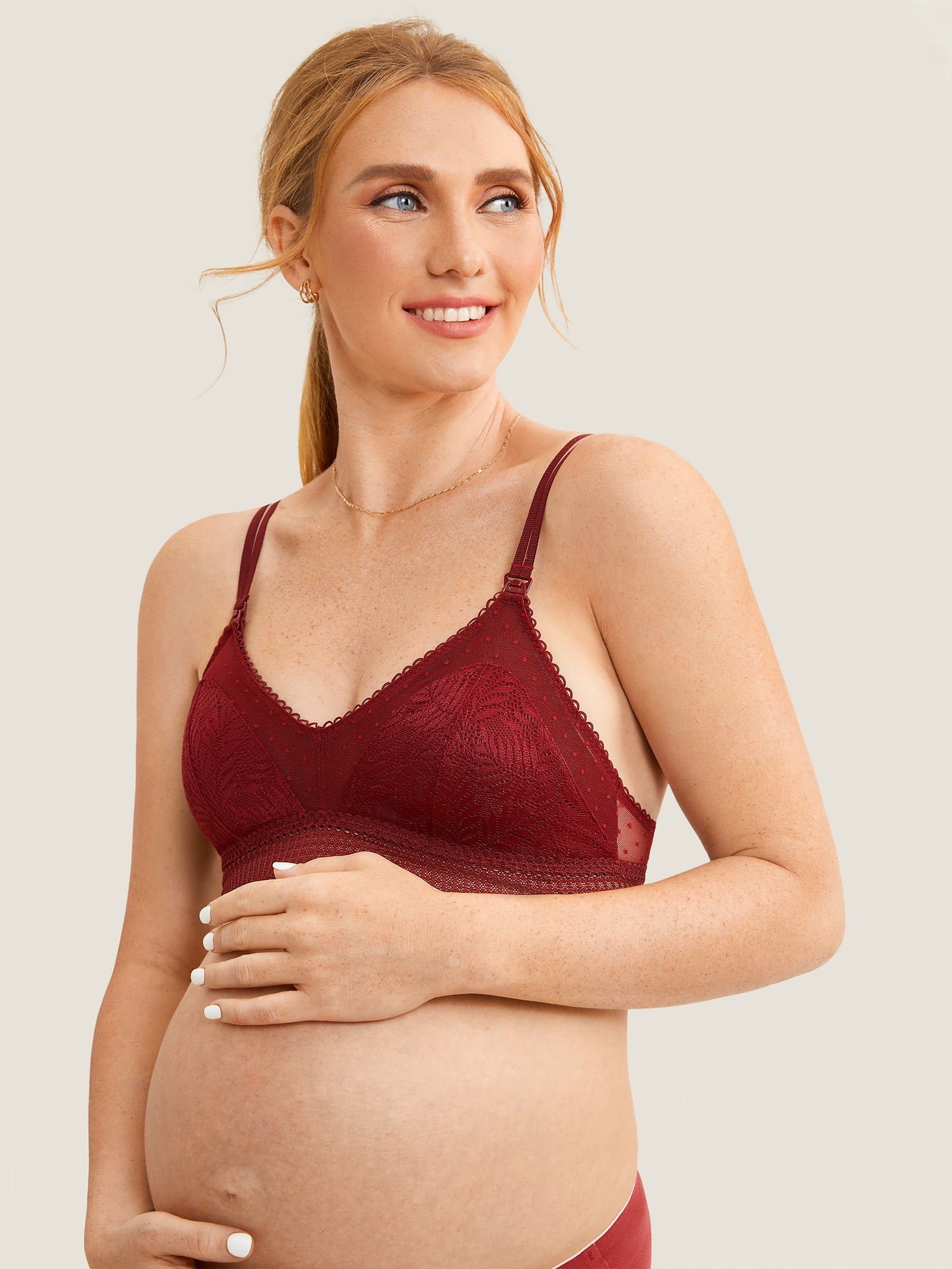 Double-Strap Nursing Bralette Dark Red