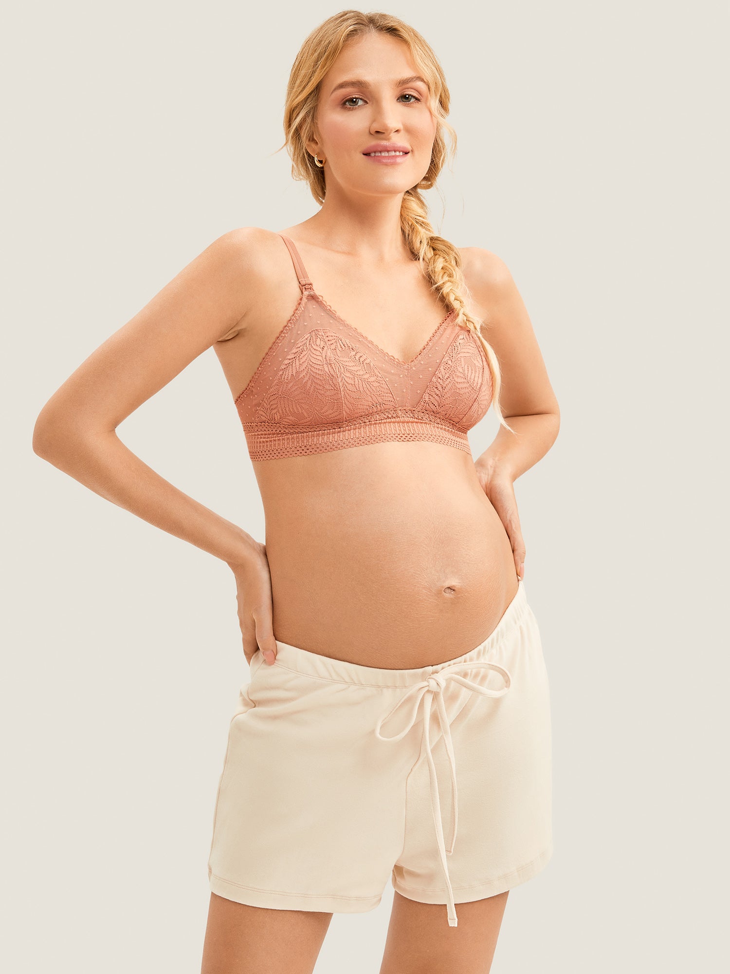 Double-Strap Nursing Bralette Cream Coffee