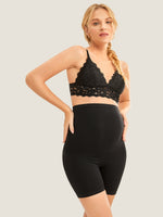 High Waist Shapewear Maternity Shorts|Seamless Black