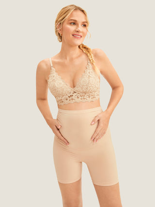 High Waist Shapewear Maternity Shorts|Seamless Beige