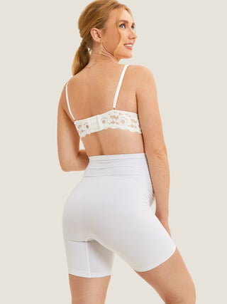 High Waist Shapewear Maternity Shorts|Seamless White