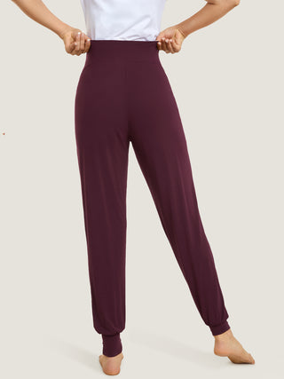 Casual Stretchy Maternity Joggers Burgundy Purple