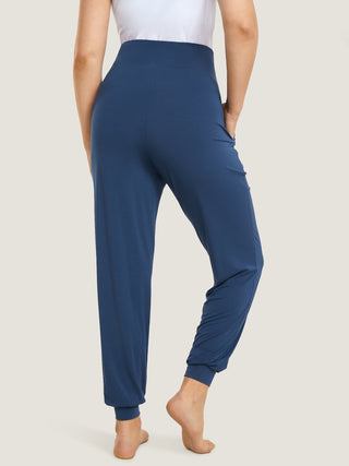 Casual Stretchy Maternity Joggers Military Blue