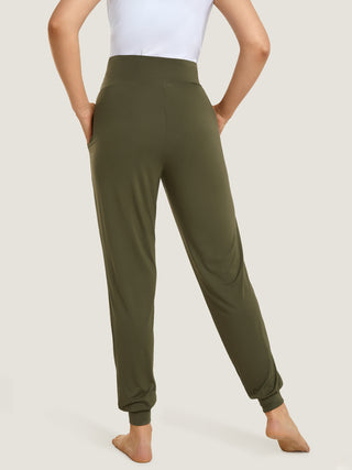 Casual Stretchy Maternity Joggers Warm green