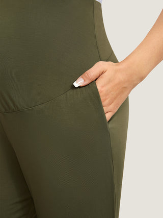 Casual Stretchy Maternity Joggers Warm green