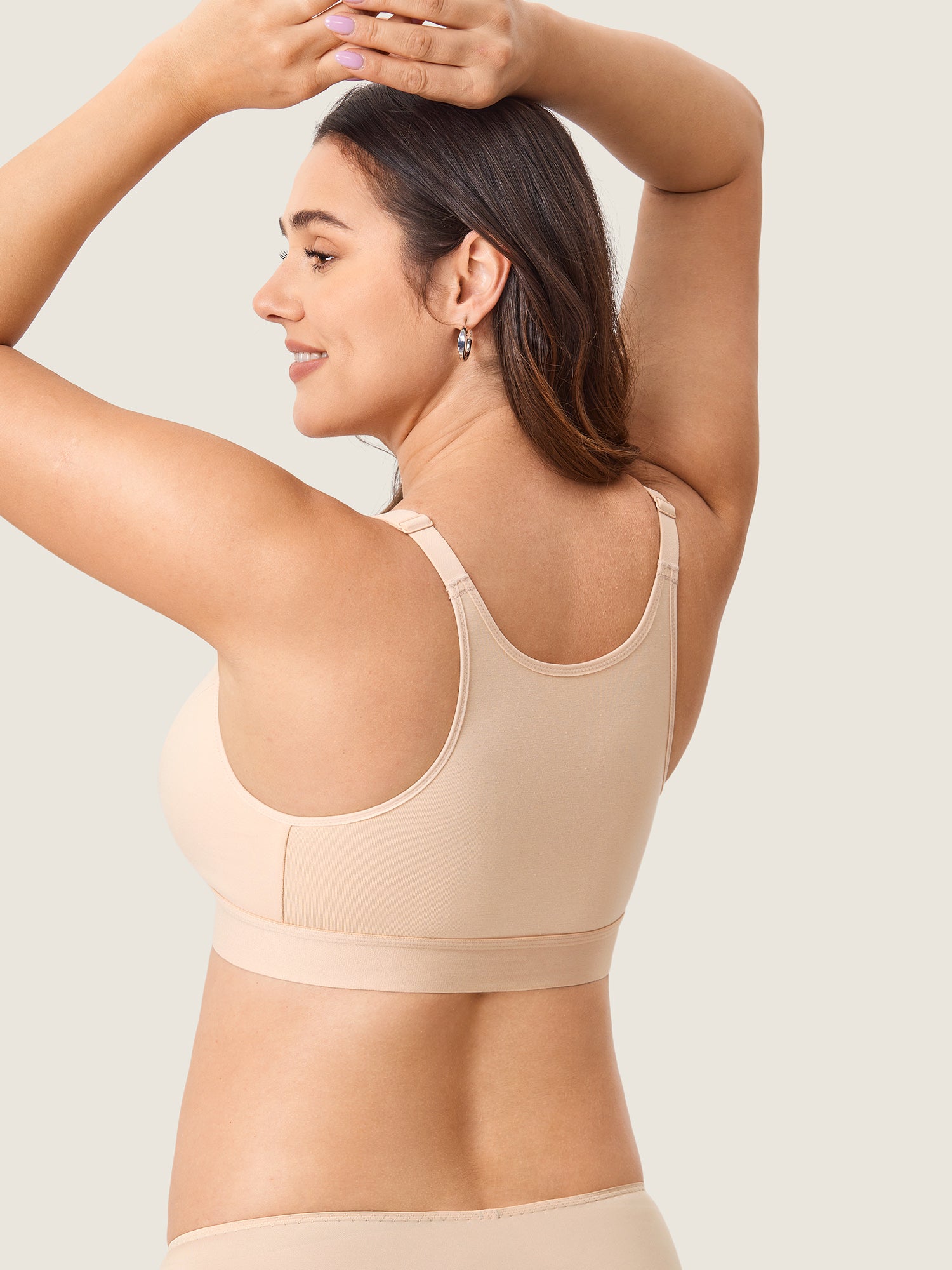 Cotton Plus Size Nursing Sport Bra Beige