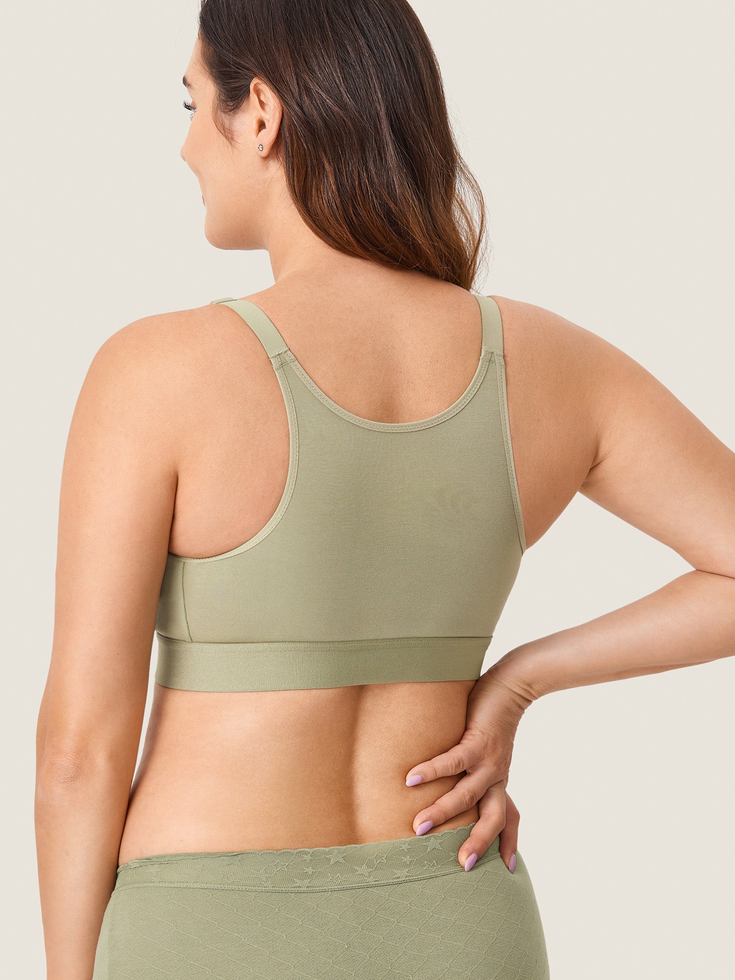 Cotton Plus Size Nursing Sport Bra Grey Olive