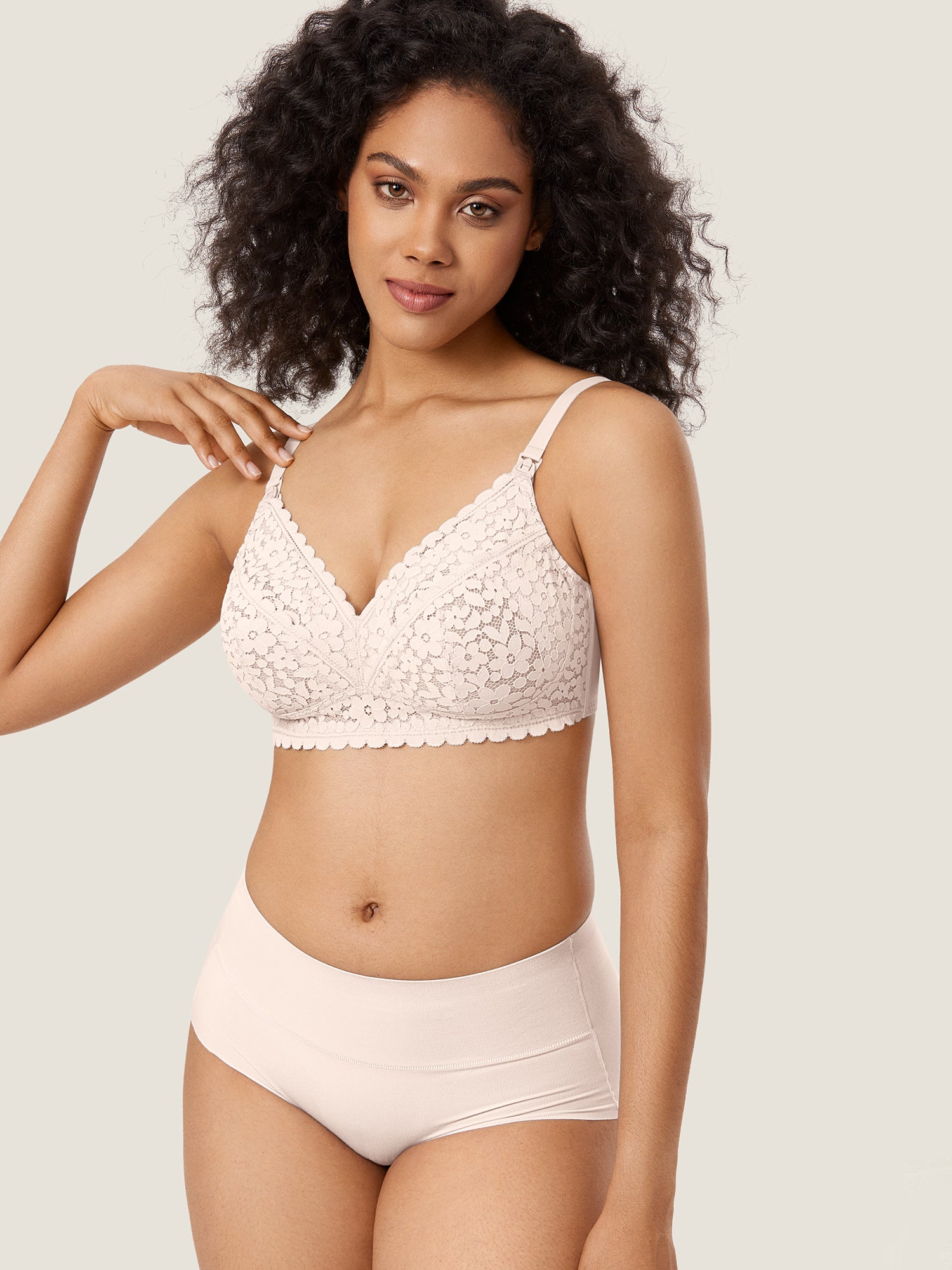 Lace Hands Free Pumping Bra Rose White