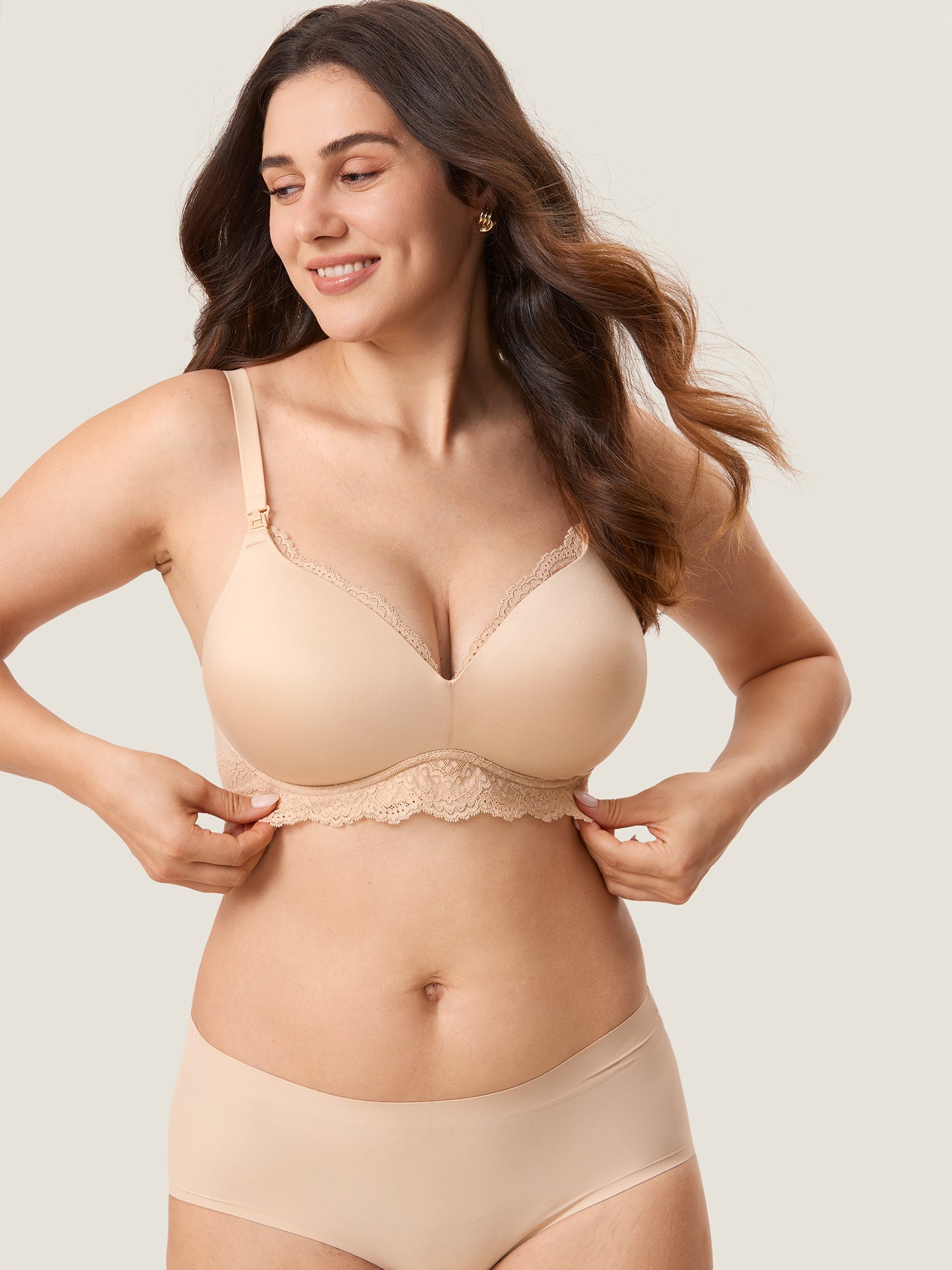 Lace Wing Wirefree Nursing Bra Beige