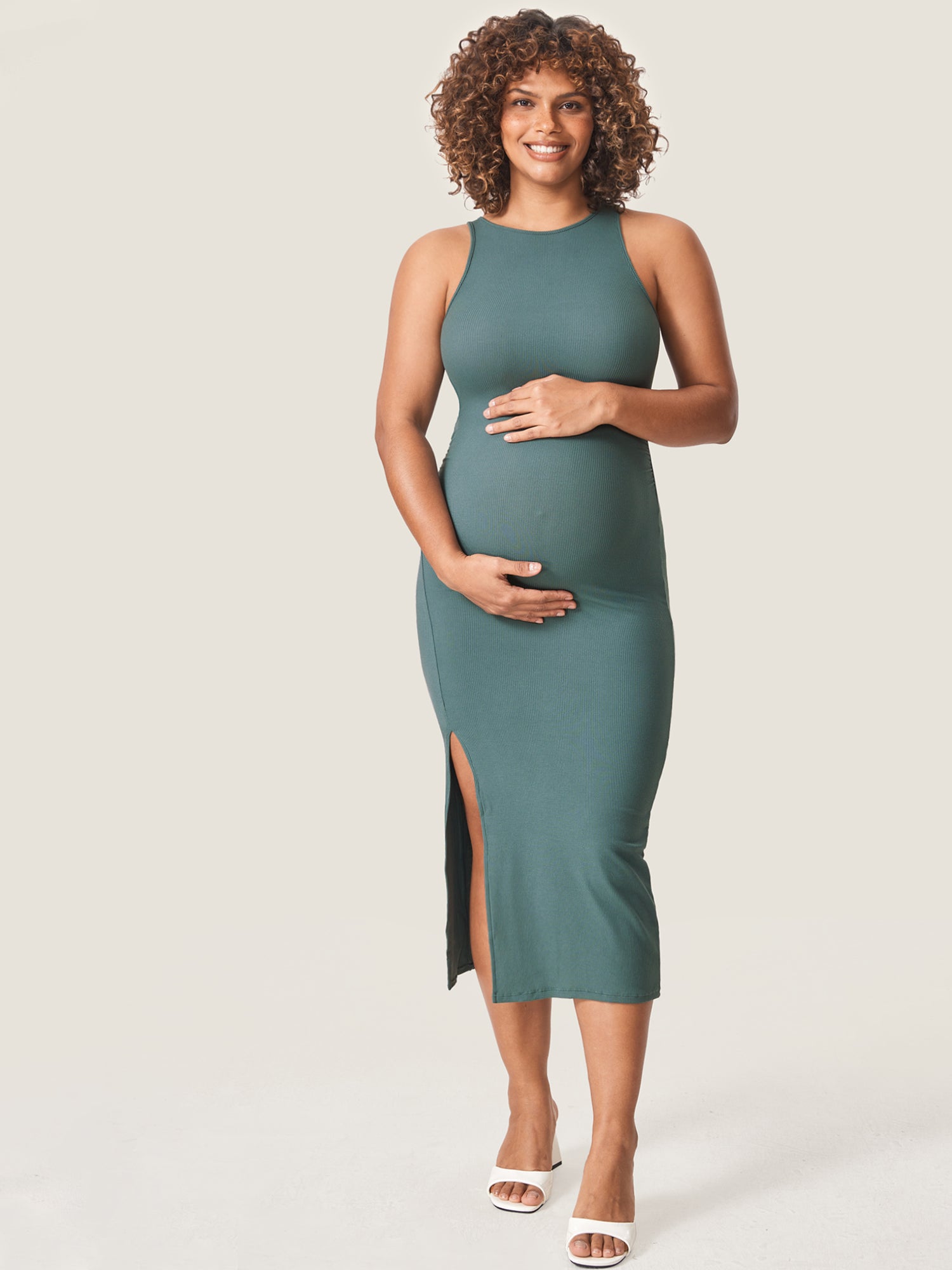 mama ribbed dress Ingrid & Isabel Button Front Sweater Maternity Dress - Taupe