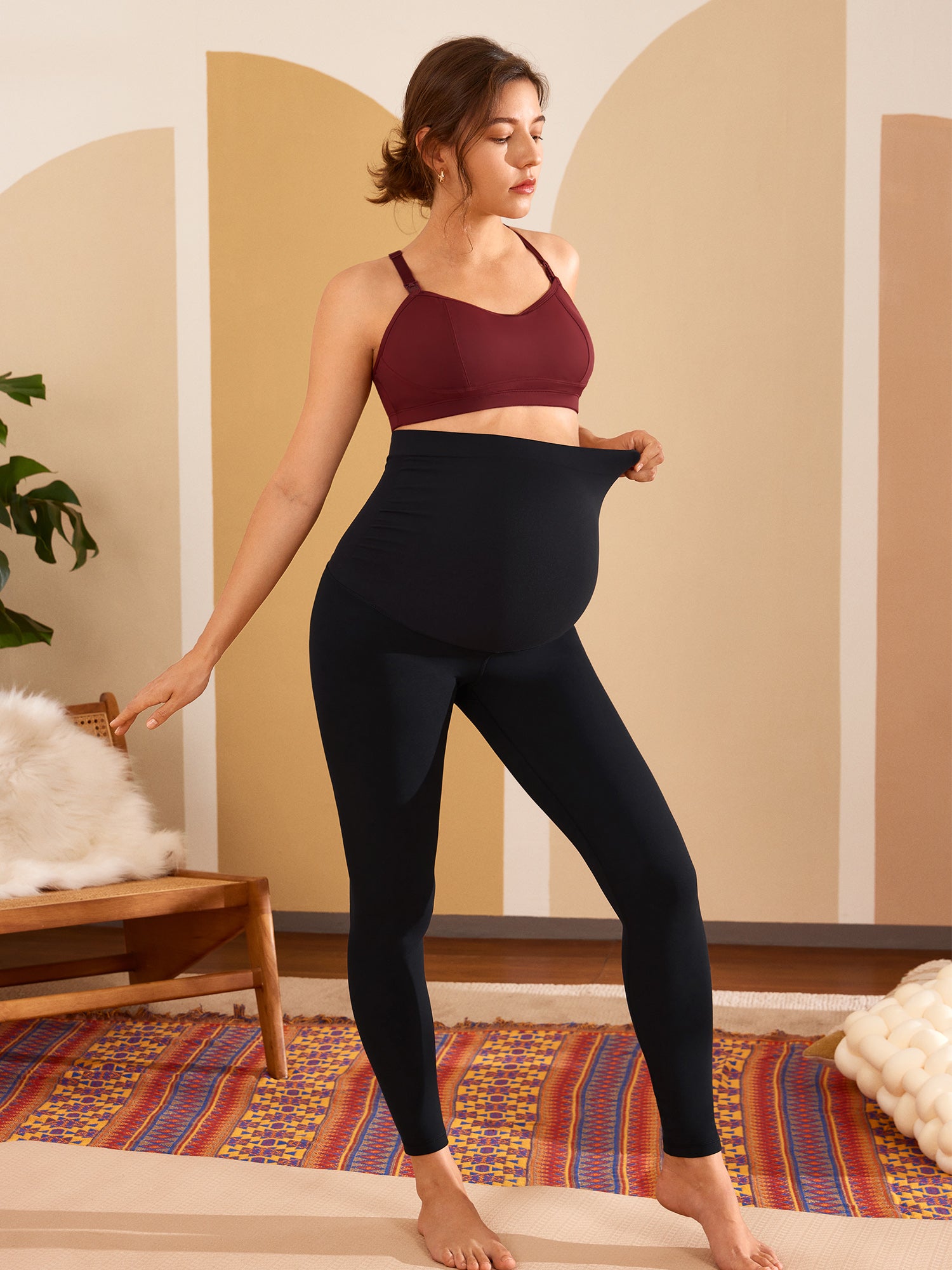 Ingrid & Isabel Black Maternity Ankle Zip Legging with Crossover Panel for  Support and Comfort | Size Small