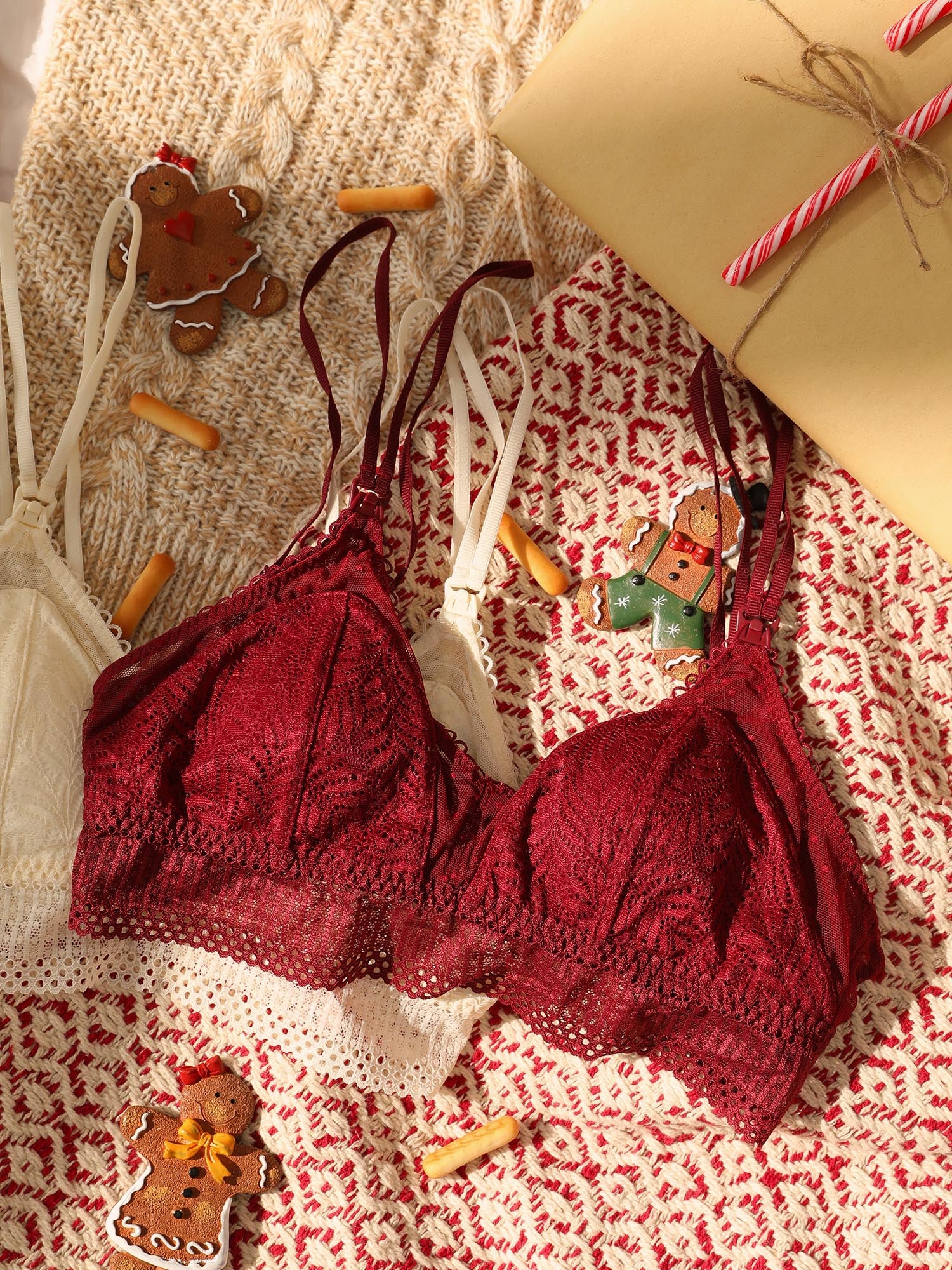 Double-Strap Nursing Bralette Dark Red